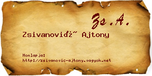 Zsivanović Ajtony névjegykártya